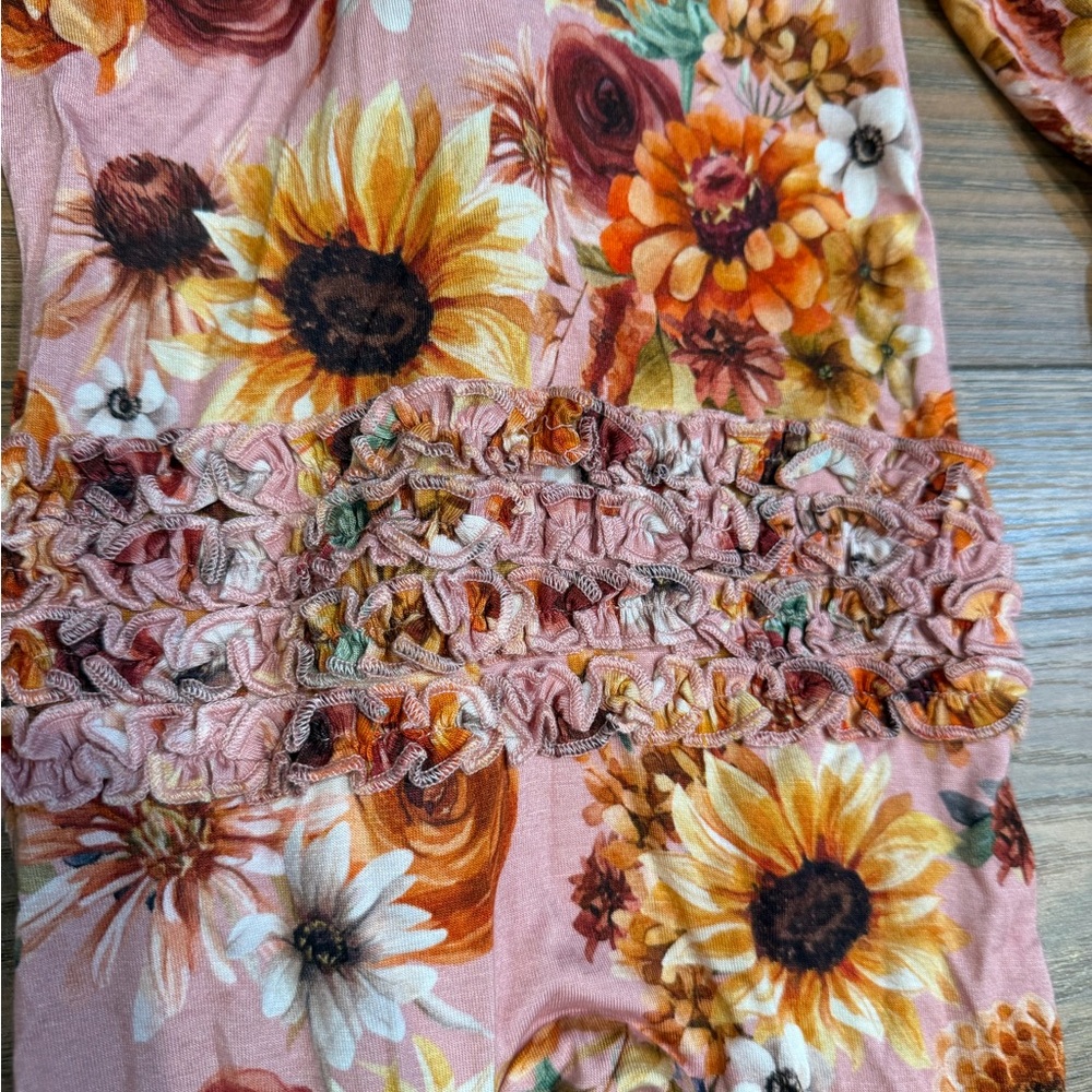 Posh Peanut Floral Footie in Pink and Brown 9-12 - Picture 5 of 5